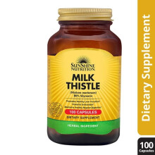 Sunshine Nutrition Milk Thistle 100 Capsules Premium Standardized Liver Support Supplement with Silymarin for Detox and Daily Wellness