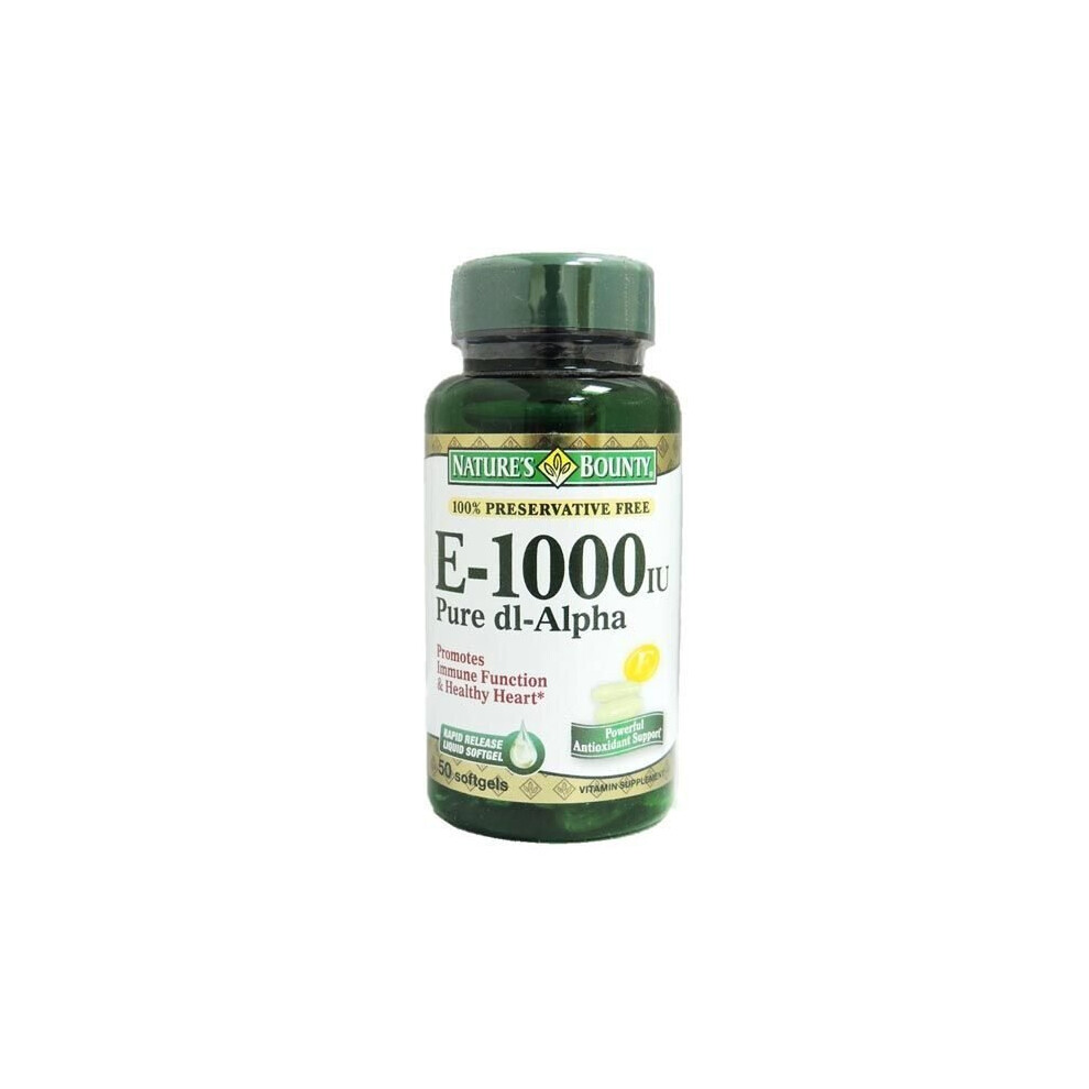 Natures Bounty Vitamin E 1000 Iu 50 Softgels Antioxidant Supplement For Skin Health, Immune Support & Cellular Protection