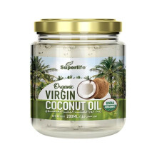 Superlife Organic Virgin Coconut Oil 200 ml Pure Cold Pressed Unrefined Oil for Healthy Cooking Baking Hair and Skin Care Beauty Supplement