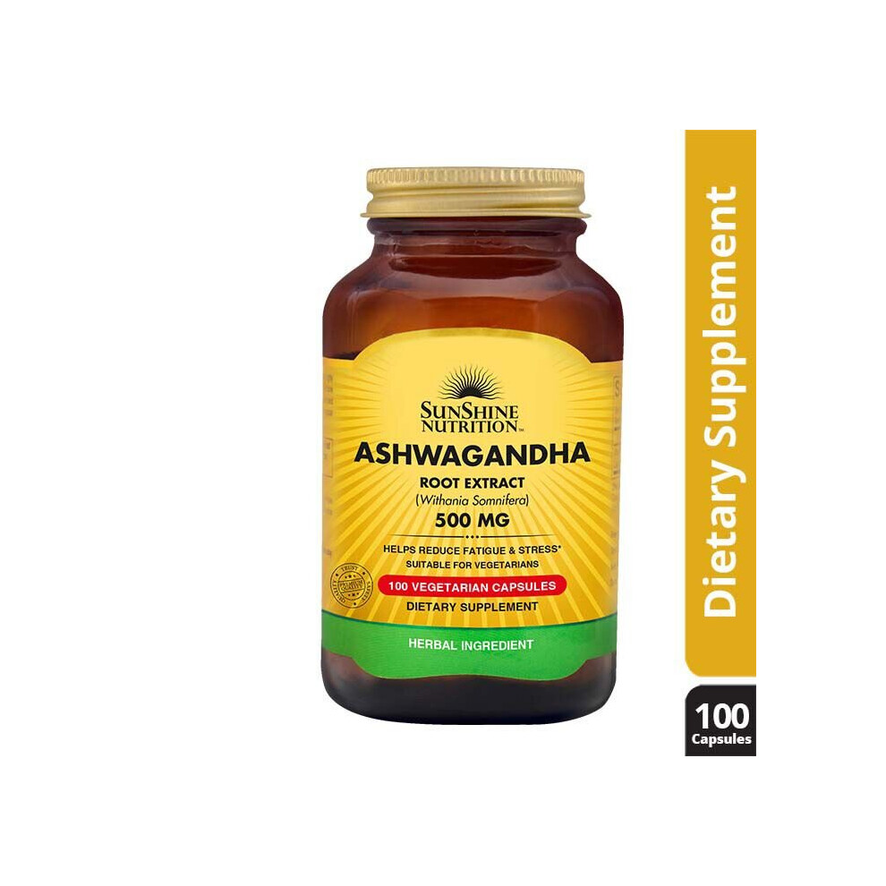 Sunshine Nutrition's Ashwagandha 500 mg Vegetable  Capsules 100's