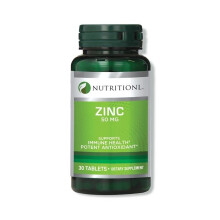 Nutritionl Zinc Health Supplement | Antioxidant Support formula - 50mg Tabs 30's