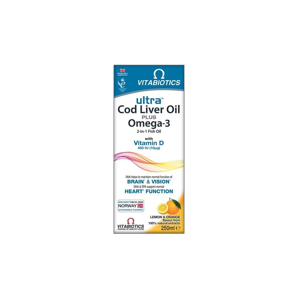 Vitabiotics Ultra Omega 3 & Cod Liver Oil Liquid Daily Source of Essential Nutrients 250 ml