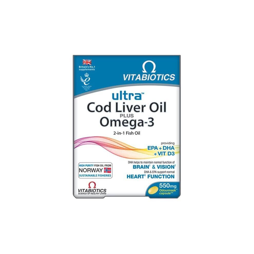 Vitabiotics Ultra Omega 3 & Cod Liver Oil Essential Wellness Capsules 60's