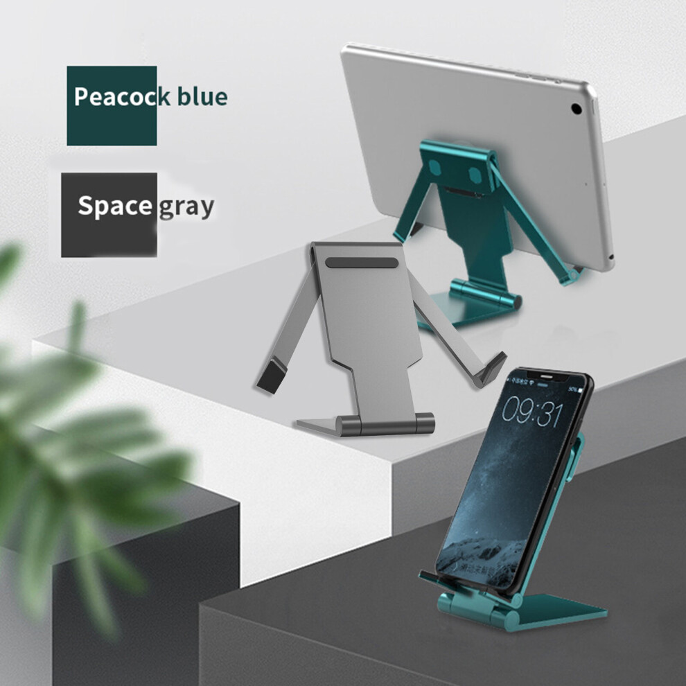 (Grey) Metal Foldable Universal Mobile Phone Holder Stand Desktop Tablet Shelf Rack Grey 9424349301283