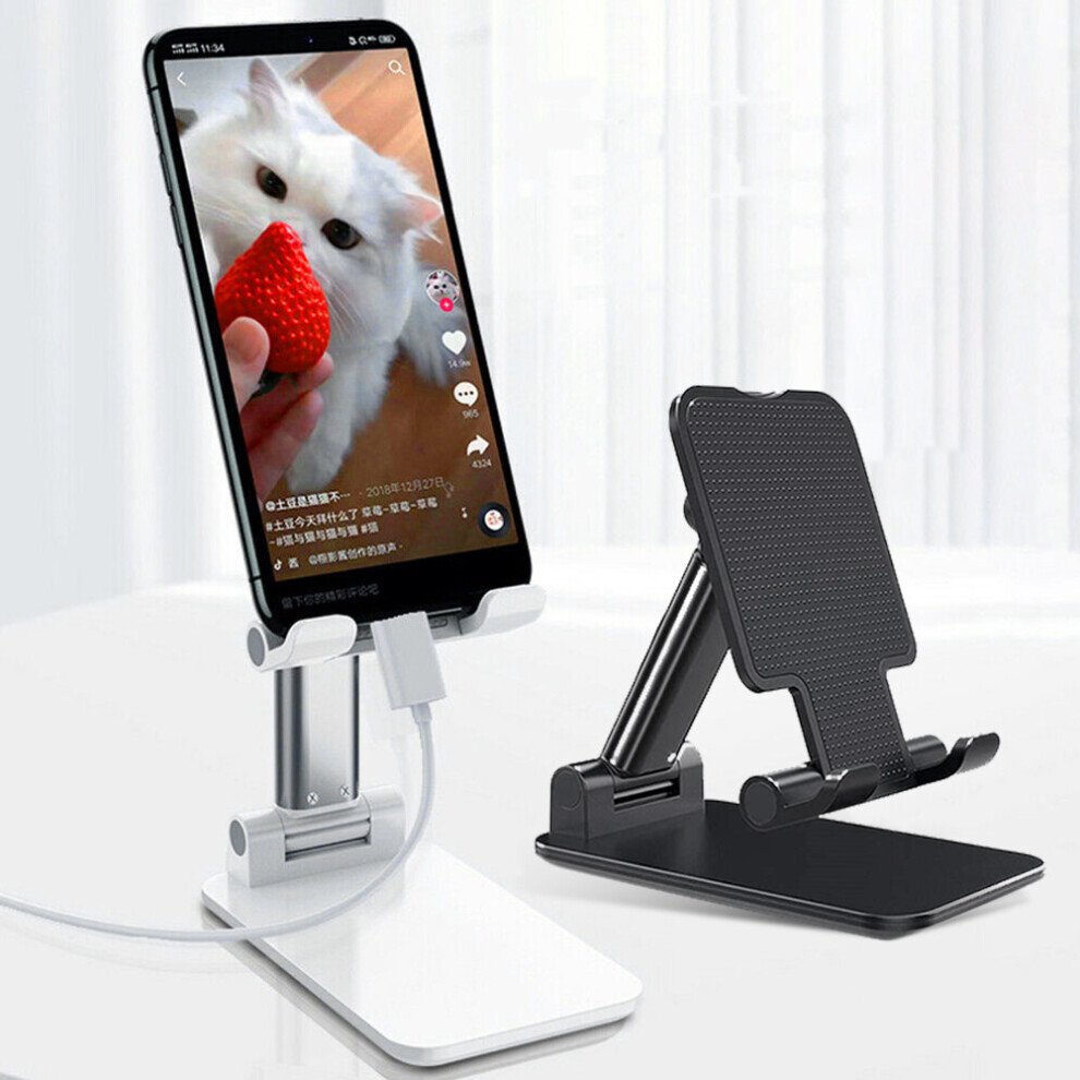 (White) Stylish Mobile Phone Tablet Holder Desktop Folding Telescopic Bracket Stand White 9424349307643