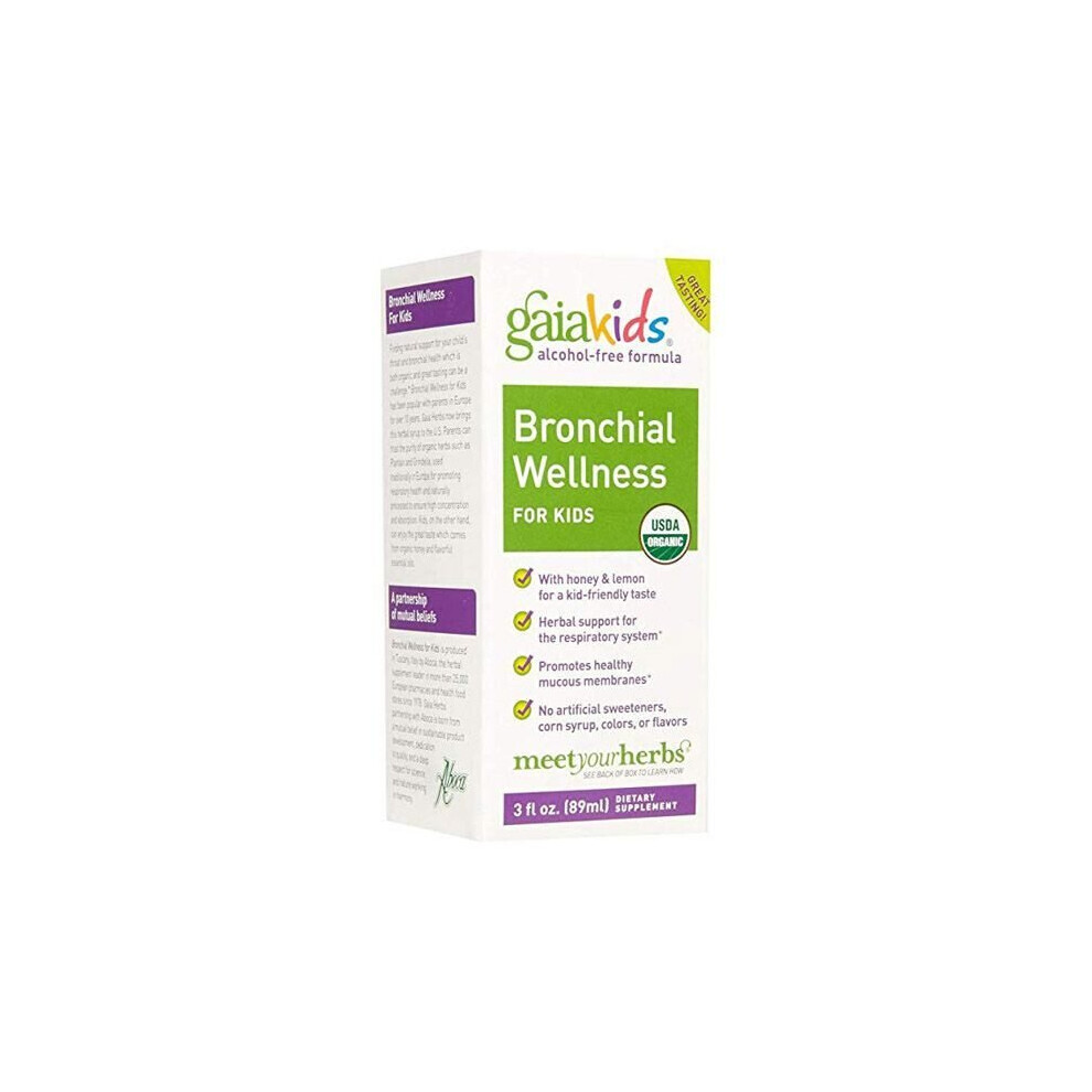 Gaia Herbs Kids Bronchial Wellness 3 Oz Herbal Syrup For Respiratory Support, Seasonal Wellness & Immune Health