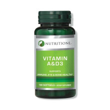 Nutritionl Vitamin A & D Softgels 100 Count Immune, Vision & Bone Health Supplement for Daily Wellness