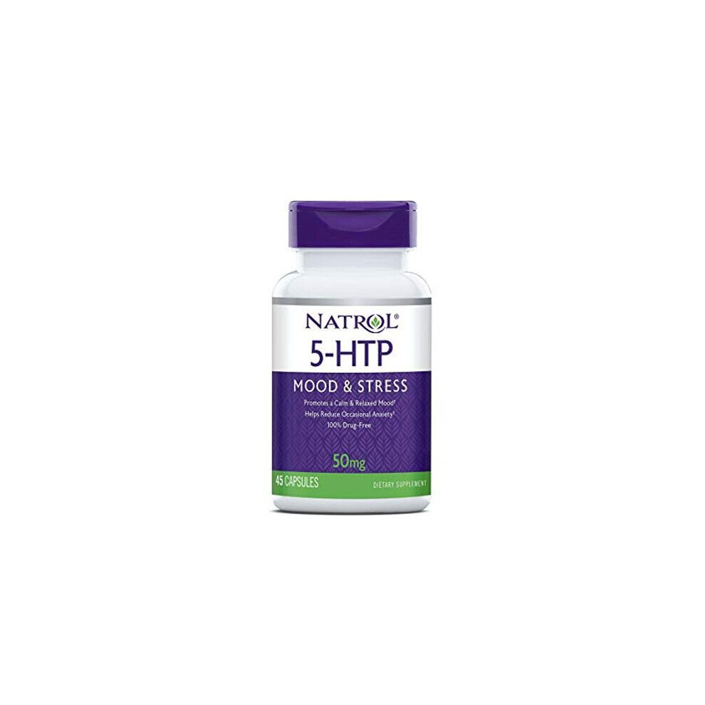 Natrol 5 Htp 50 Mg 45 Capsules Mood & Sleep Support Supplement For Relaxation, Stress Relief & Emotional Wellness
