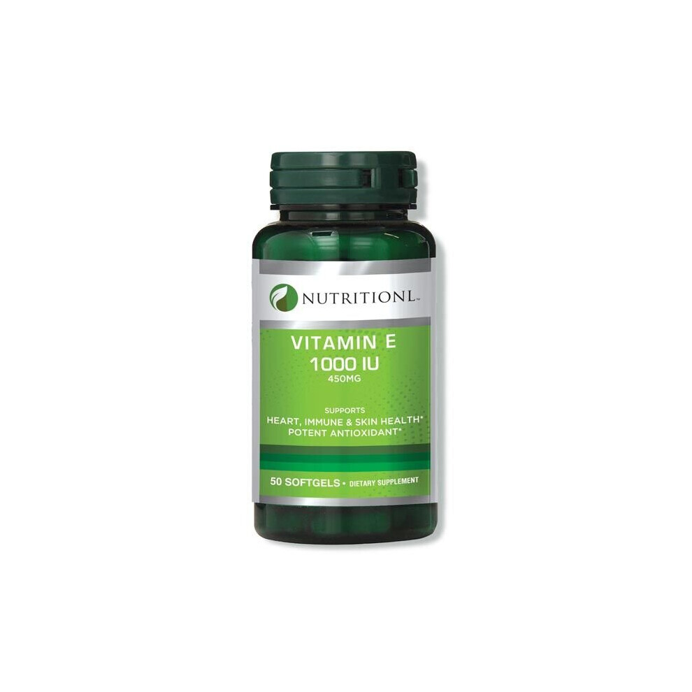 Nutritionl Vitamin E 1000 Iu Softgels 50 Count Antioxidant Supplement For Immune Support Skin Health And Cellular Protection