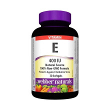 Webber Naturals Vitamin E 400 IU 30 Softgels Antioxidant Supplement for Skin Health, Immune Support & Cellular Protection