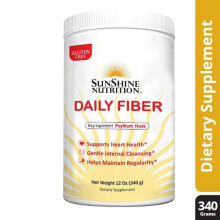 Sunshine Nutrition Daily Fiber 12 Oz Dietary Fiber Supplement for Digestive Health, Gut Support & Regularity