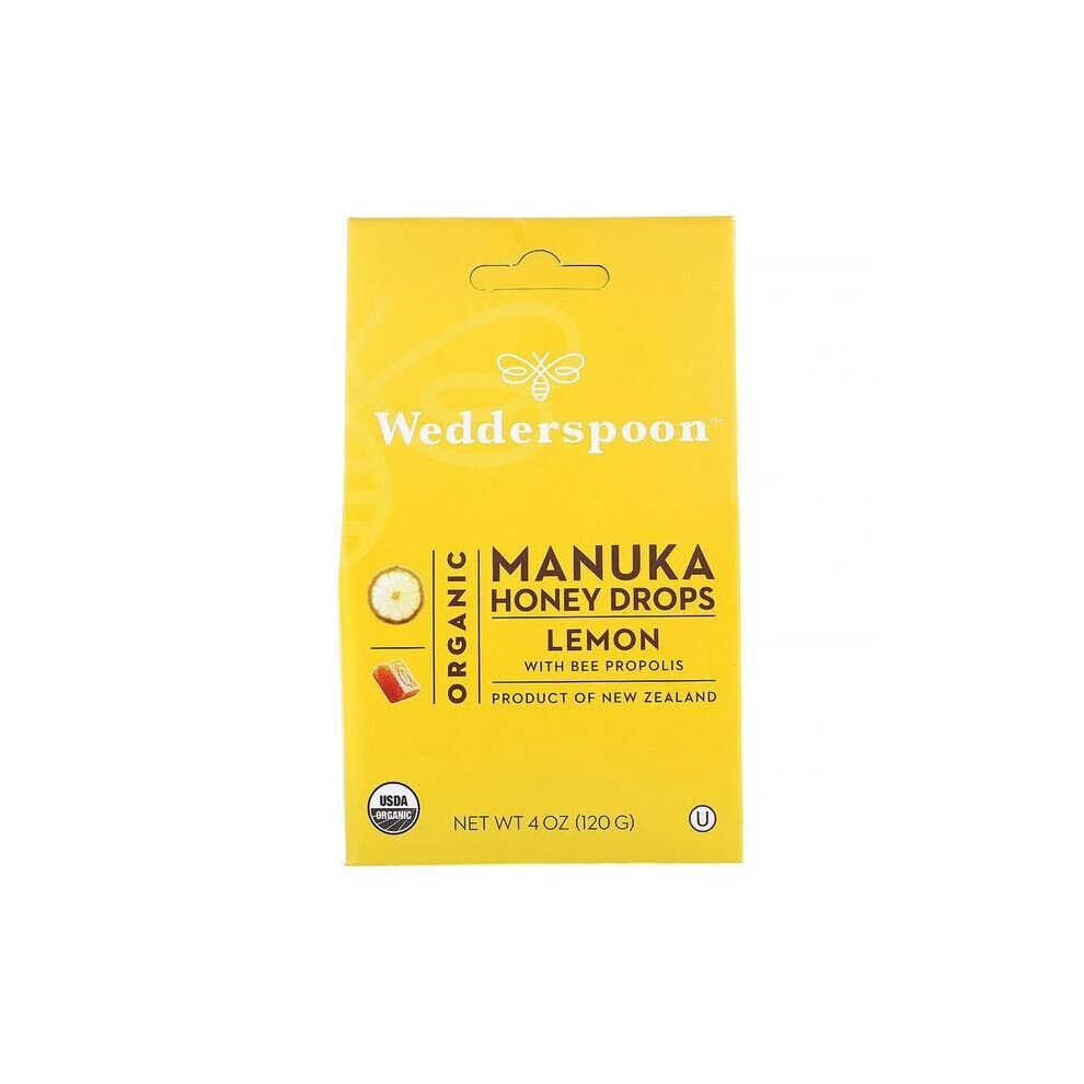 Wedderspoon Organic Manuka Honey Drops Lemon 120 g 20's