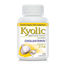 Kyolic Formula 104 Cholesterol 100 Capsules Aged Garlic Extract and Lecithin Supplement for Healthy Cholesterol Levels and Heart Health