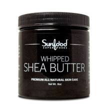 Sunfood Superfoods Whipped Shea Butter 8 Oz Raw Organic Natural Moisturizing Body Butter for Dry Skin and Hair Care Deep Hydration Cream