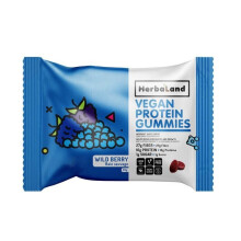 Herbaland Organic Vegan Fiber Protein Gummy Wild Berry Delicious Plant-Based Nutrition for Digestive Health