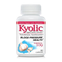 Kyolic Aged Garlic Extract Formula 109 Blood Pressure Health 80 Capsules Nattokinase and Suntheanine Blend for Healthy Cardiovascular Function