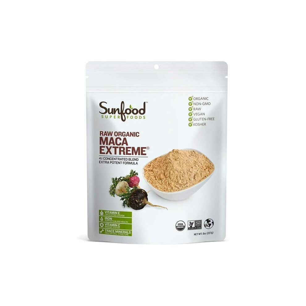 Sunfood Superfoods Organic Maca Extreme Powder 8 Oz Concentrated Raw Maca Root For Natural Energy Vitality Mood Balance And Stamina Support