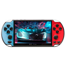 (Red+Blue) X7 Plus Retro PSP Game Player 8GB Pocket Video Game Console AV TV Out Kids Gift