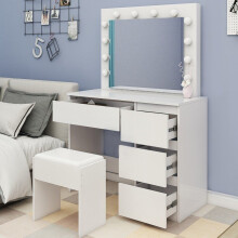 (Melody) Dressing Table Set with Hollywood LED Mirror