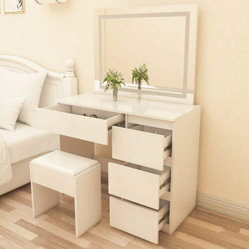 (Fantasy) Dressing Table Set with Hollywood LED Mirror