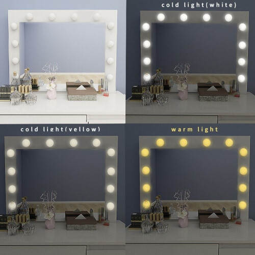 (Melody) Dressing Table Set with Hollywood LED Mirror 2
