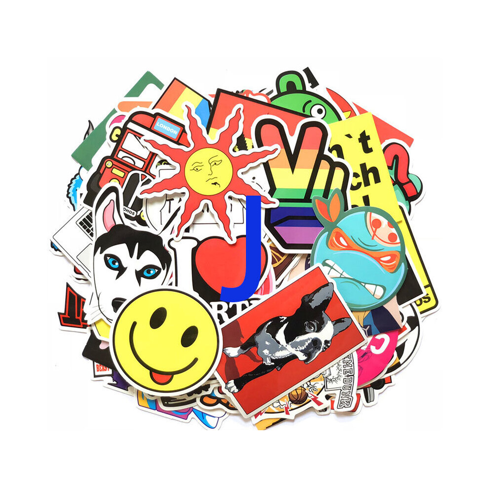 (J) 100 Pcs Car Stickers Skateboard Sticker Graffiti Laptop Luggage Decals Mix Lot