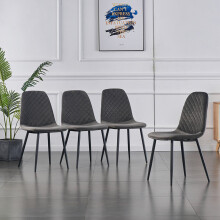 (Grey, 4PCS Dining Chair) 2/4PCS Velvet Dining Chairs Breakfast Metal Legs