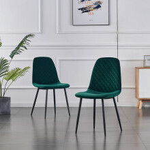 (Green, 2PCS Dining Chair) 2/4PCS Velvet Dining Chairs Breakfast Metal Legs