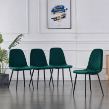 (Green, 4PCS Dining Chair) 2/4PCS Velvet Dining Chairs Breakfast Metal Legs