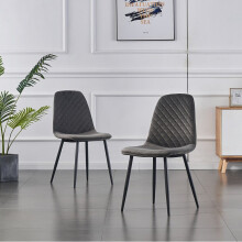 (Grey, 2PCS Dining Chair) 2/4PCS Velvet Dining Chairs Breakfast Metal Legs