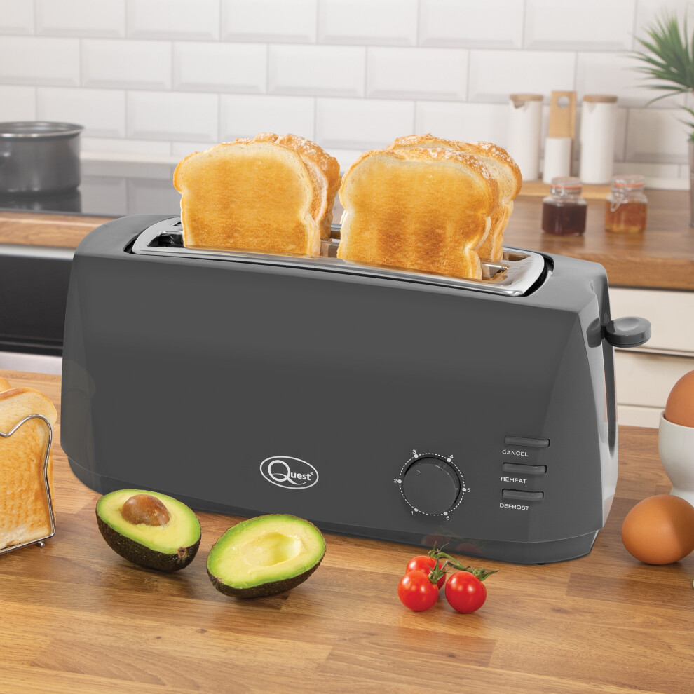 Quest 35089 4-Slice Toaster with Extra Wide Slots / 1400W, Grey