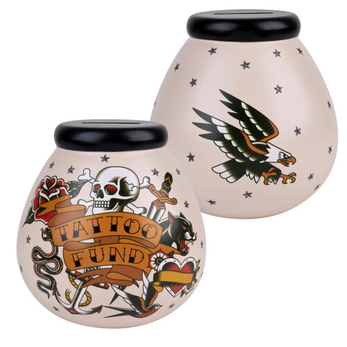 Pot of Dreams Ceramic Hand Finished Smash Money Box Tattoo Fund Design