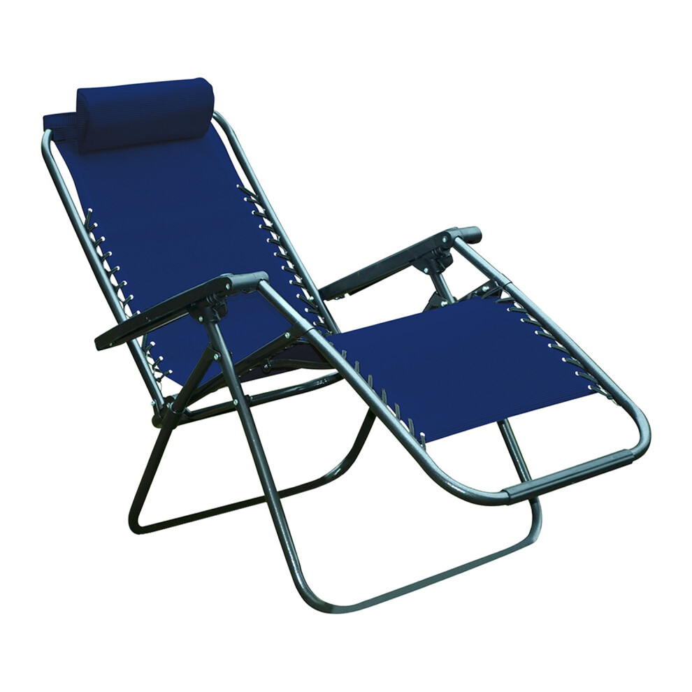 (Blue) Folding Garden Chair Patio Furniture Textoline Zero Gravity Recliner Sun Lounger