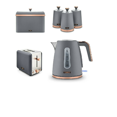 Tower grey and rose deals gold kettle and toaster