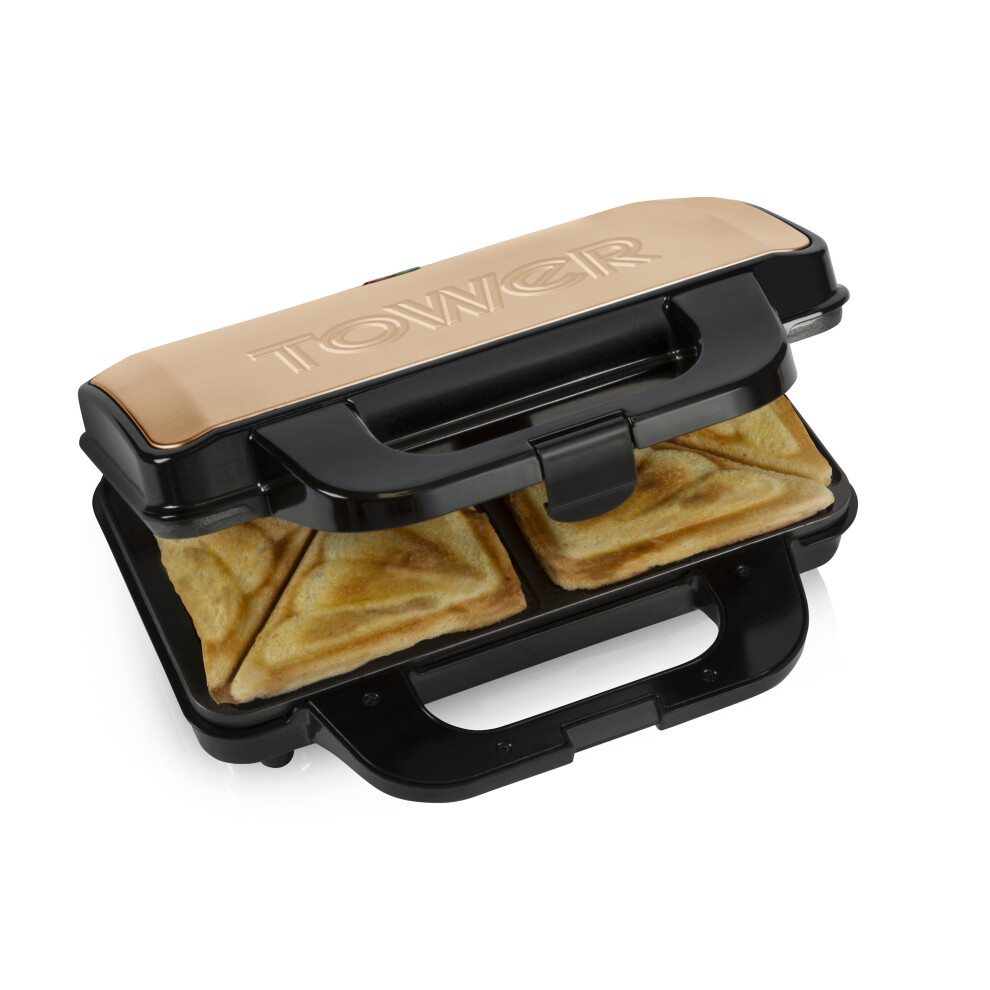 Tower T27031rg Deep Fill Sandwich Maker, 900W, Rose Gold