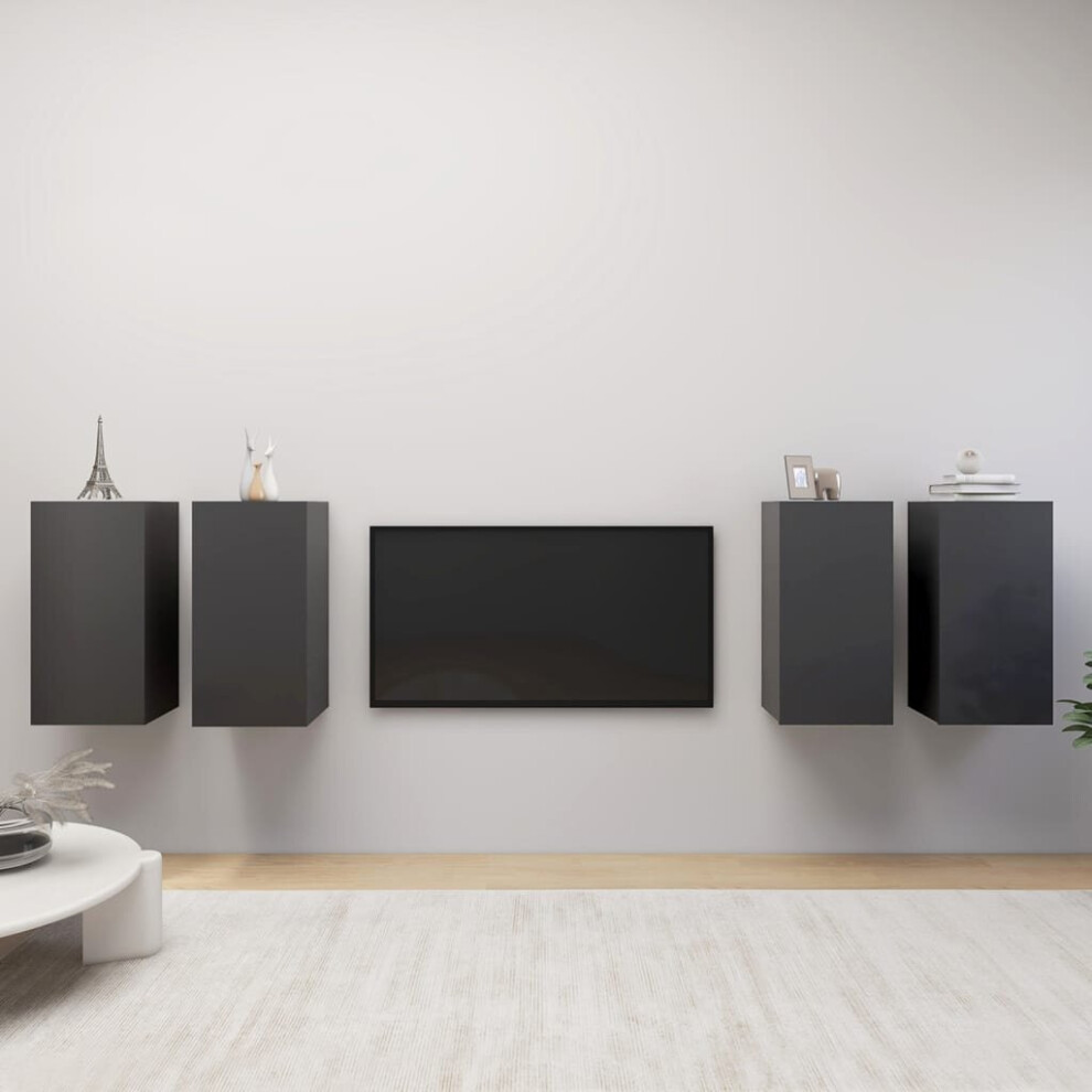 Vidaxl Grey 4X Tv Cabinets 30.5X30x60 Cm Engineered Wood Hanging Tv Cabinet