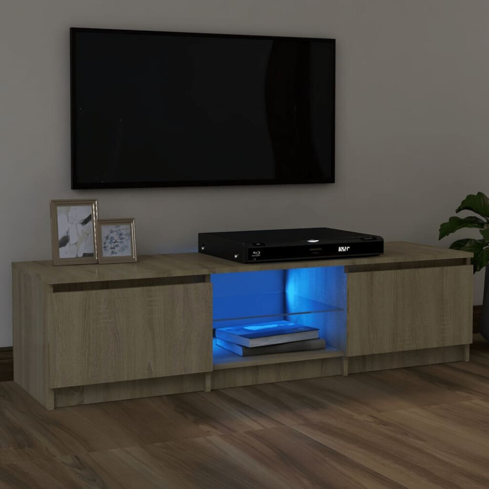 vidaXL TV Cabinet With LED Lights Sonoma Oak 120x30x35.5 Cm TV Stand Furniture