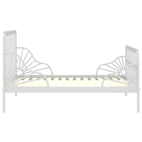 VidaXL vidaXL Extendable Bed Frame White Metal 80x130/200 cm Bed Base Bedstead Set 2
