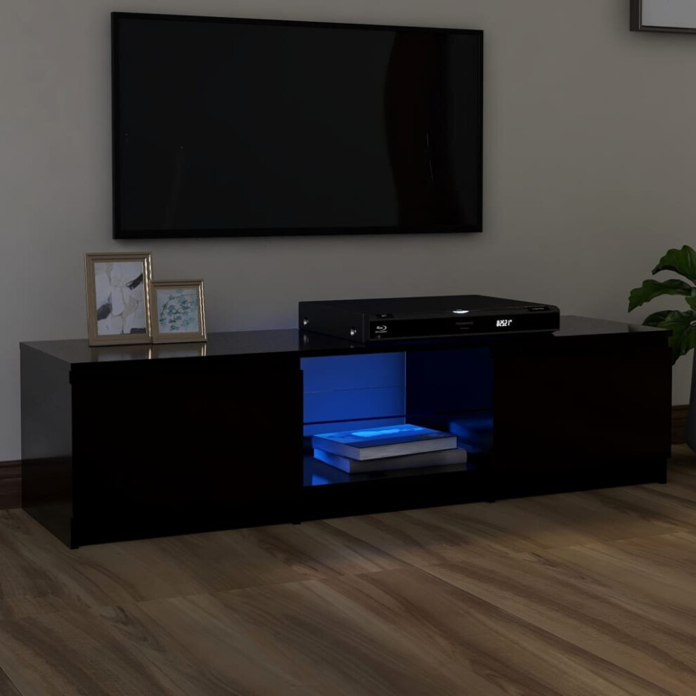 vidaXL TV Cabinet with LED Lights Black 140x40x35.5 cm TV Stand Furniture