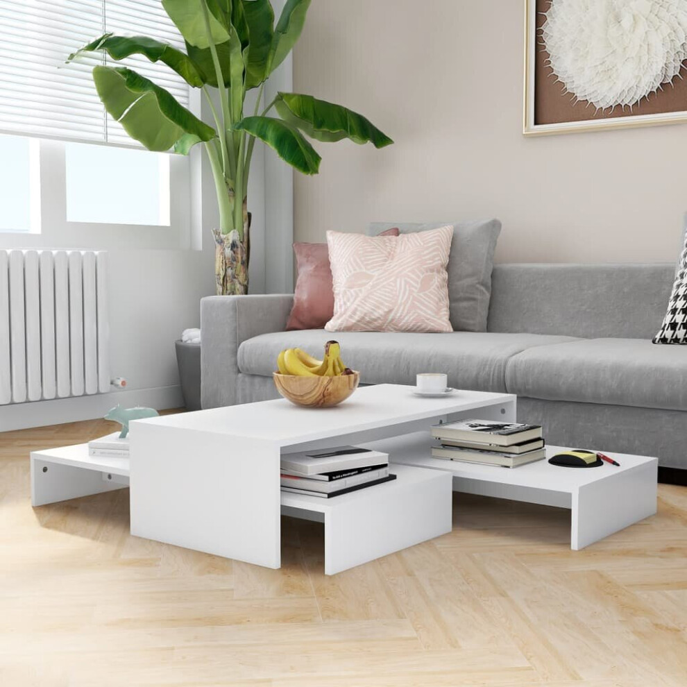 vidaXL Nesting Coffee Table Set White Chipboard Couch End Side Sofa Table