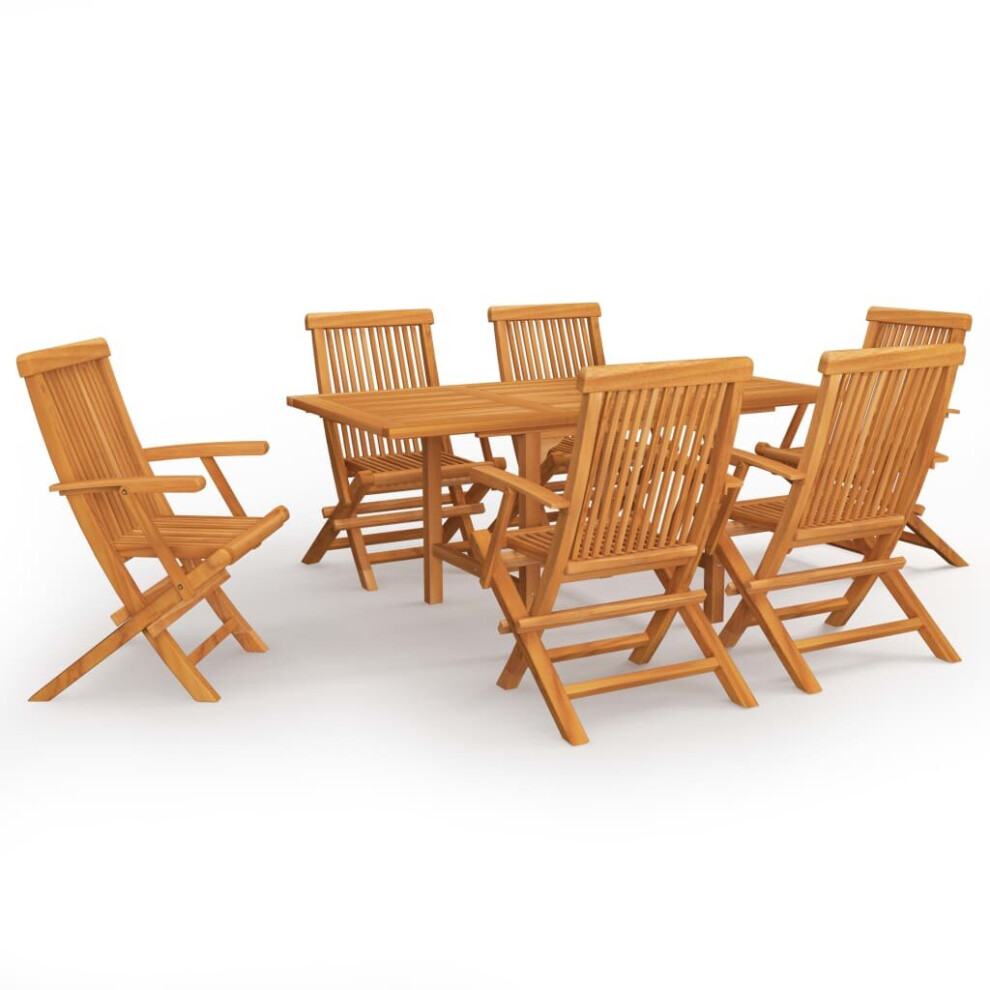 vidaXL Solid Teak Wood Garden Dining Set 7 Piece Furniture Table and Chair