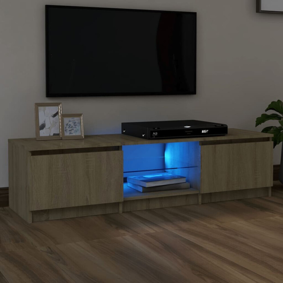 vidaXL TV Cabinet with LED Lights Sonoma Oak 140x40x35.5 cm TV Stand Unit