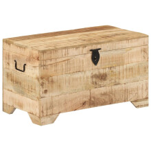 vidaXL Solid Rough Mango Wood Storage Chest Wooden Entryway Hallway Bench