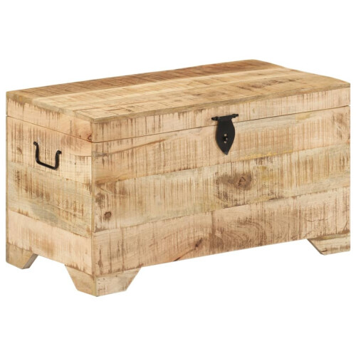 VidaXL vidaXL Solid Rough Mango Wood Storage Chest Wooden Entryway Hallway Bench
