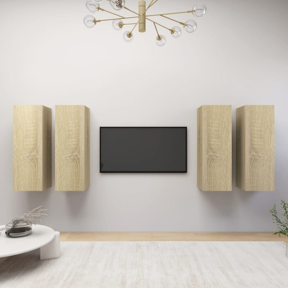 vidaXL 4x TV Cabinets Sonoma Oak Engineered Wood Wall Mounted TV Unit Cabinet