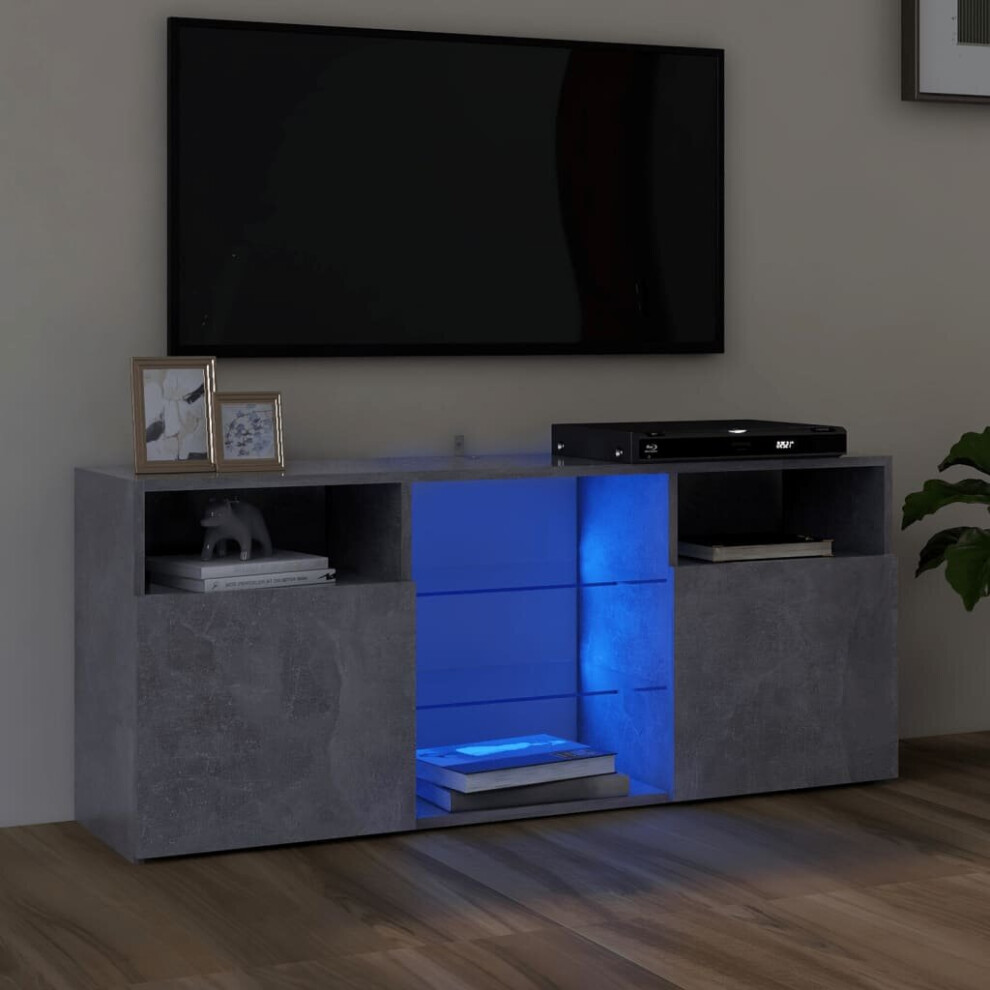 vidaXL TV Cabinet with LED Lights Concrete Grey Living Room TV Stand Unit