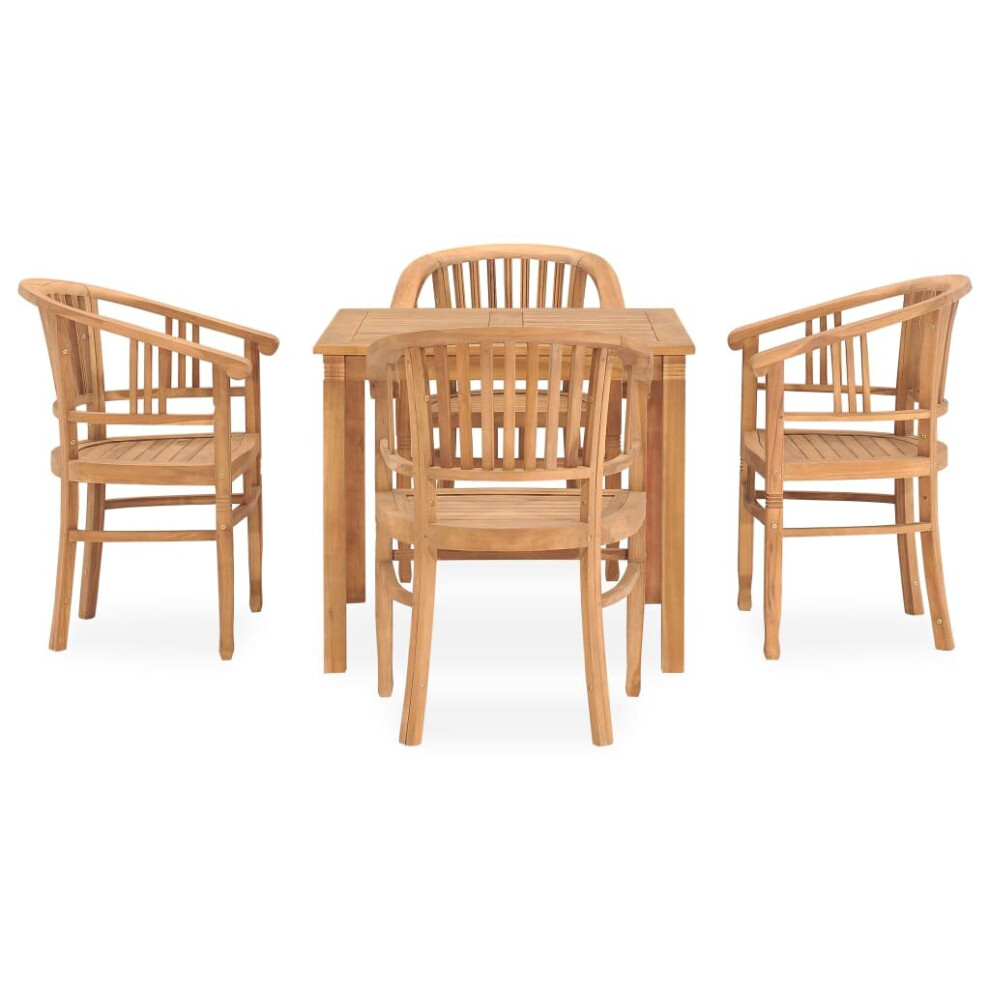 vidaXL Solid Teak Wood Garden Dining Set 5 Piece Table and Chairs Outdoor