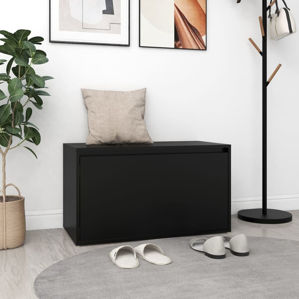 vidaXL Hall Bench Black Engineered Wood Box Hallway Entryway Storage Bench