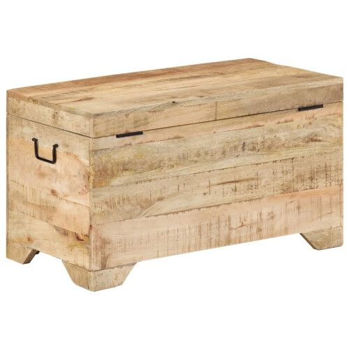 VidaXL vidaXL Solid Rough Mango Wood Storage Chest Wooden Entryway Hallway Bench 1