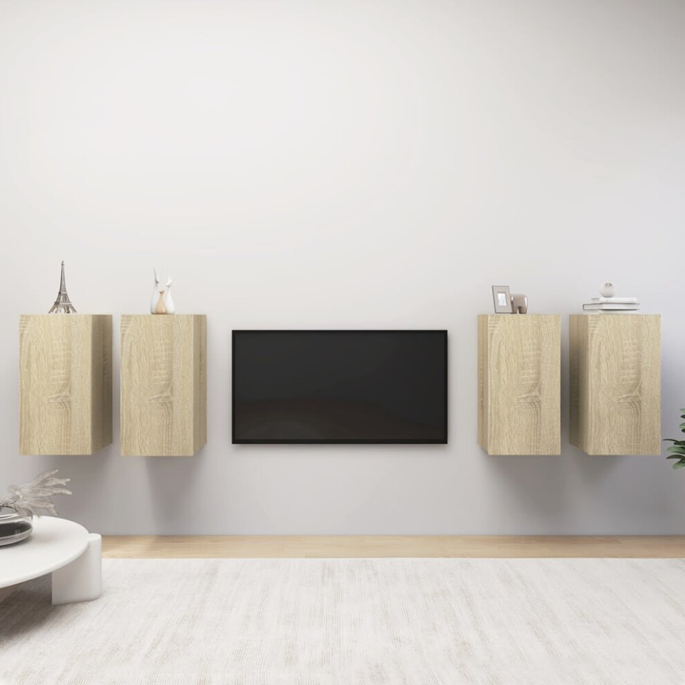 vidaXL 4x TV Cabinets Sonoma Oak Engineered Wood Wall Mounted TV Unit Cabinet